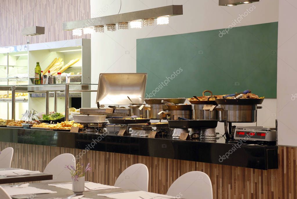 Self Service Restaurant View Different Dishes — Stock