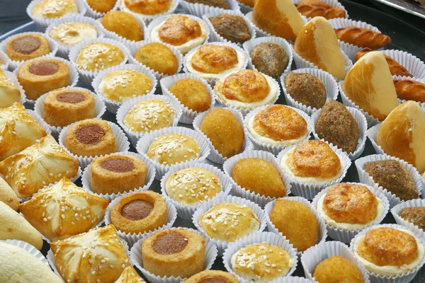 Varios Pequeños Aperitivos Salados Típicos Brasileños — Foto de Stock