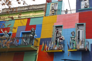 Buenos Aires, Arjantin 29 Mayıs 2015: Caminito cadde'La Boca, Buenos Aires renkli evleri