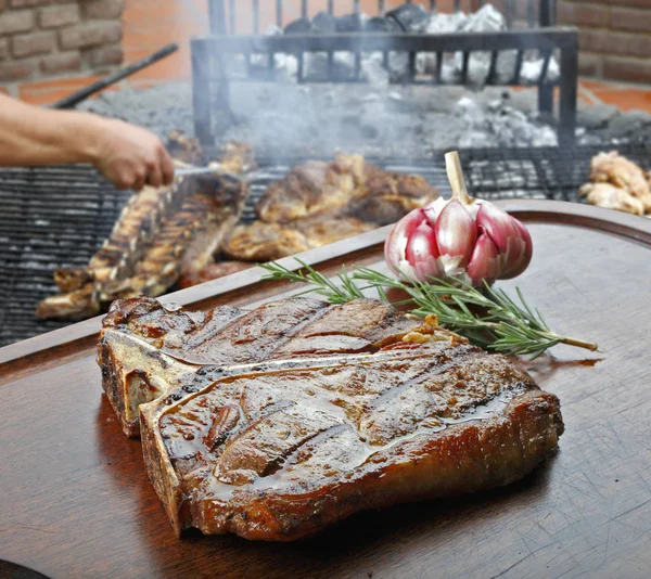 Barbecue Steak Vue Rapprochée — Photo