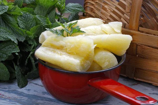 Cooked Manihot Esculenta Cassava Yuca Manioc Mandioca Brazilian Arrowroot — Stock Photo, Image