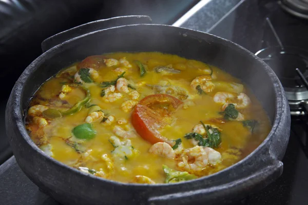 Deliciosa Sopa Camarones Con Leche Coco — Foto de Stock