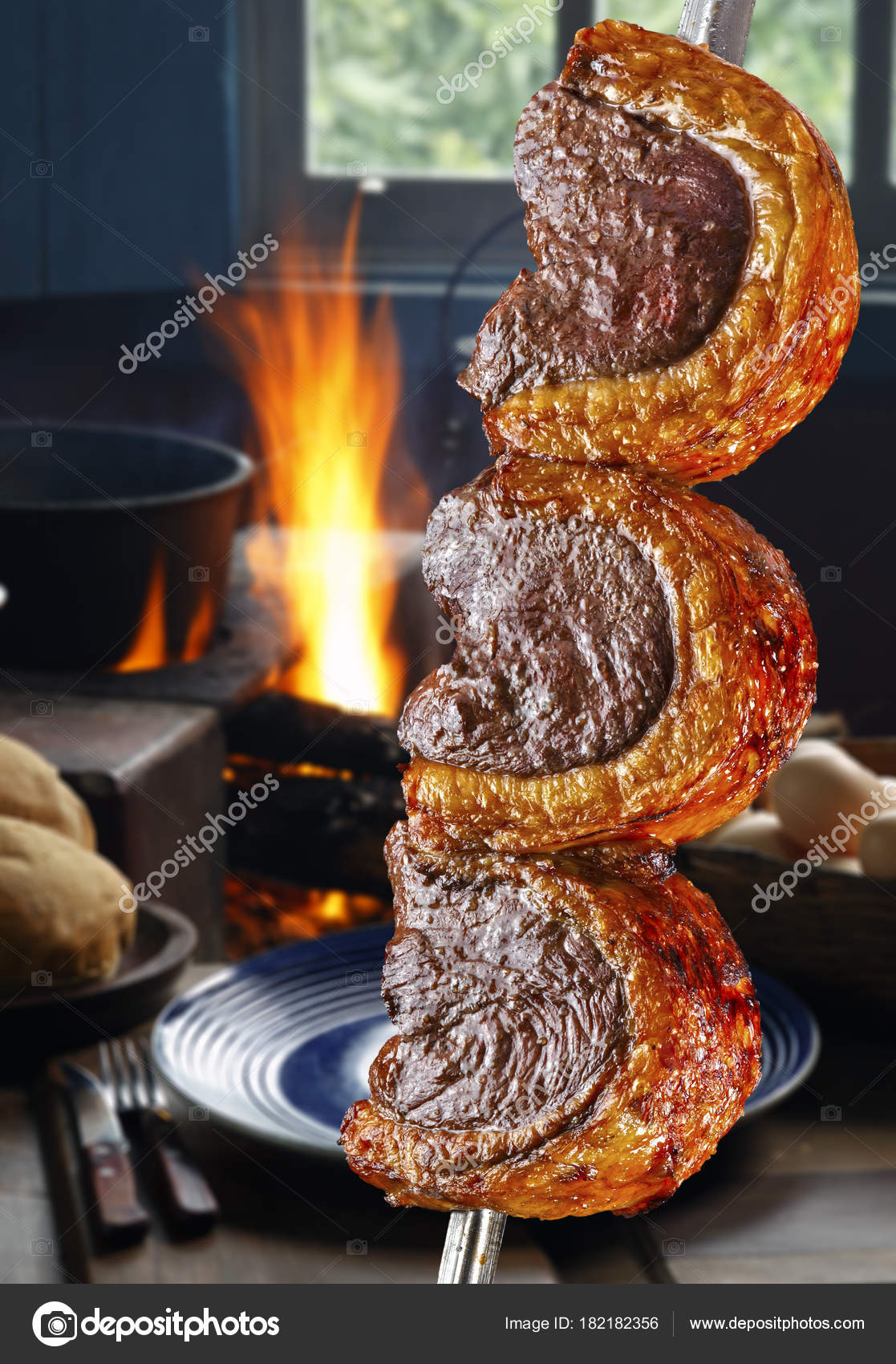 Picanha On Skewer On White Background Stock Photo - Download Image Now -  Picanha, Skewer, 2015 - iStock