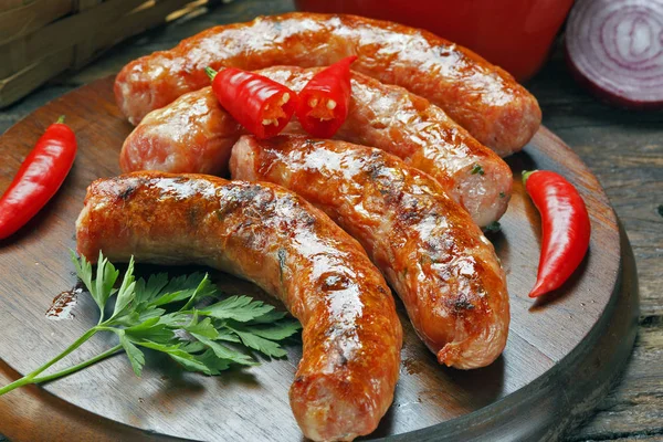 Roasted Barbecue Sausages Close View — Stock Photo, Image