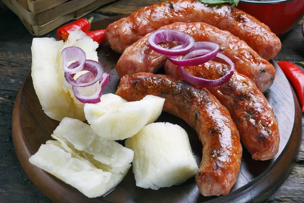Roasted Barbecue Sausages Close View — Stock Photo, Image