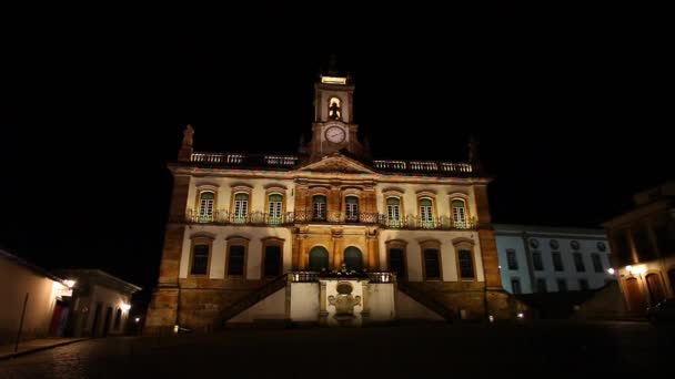 Plac Tiradentes Ouro Preto Minas Gerais Brazylia — Wideo stockowe