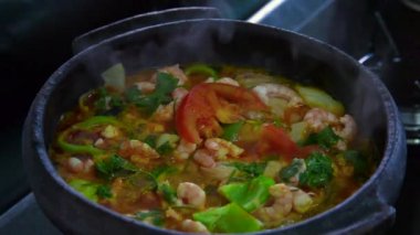 Lezzetli karides moqueca, yakından görmek 