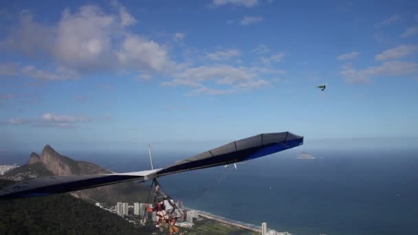 Vuelo Del Ala Delta Pedra Bonita Río Janeiro — Vídeos de Stock