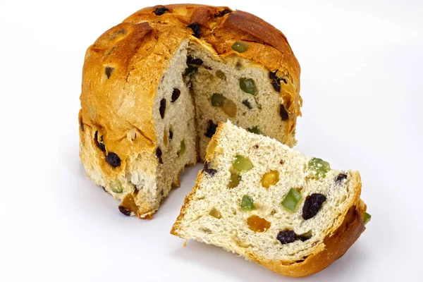 Panettone 白底蜜饯 — 图库照片