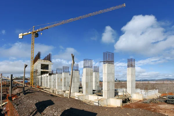 Industrieel Gebouw Bouwplaats Met Pilaren — Stockfoto