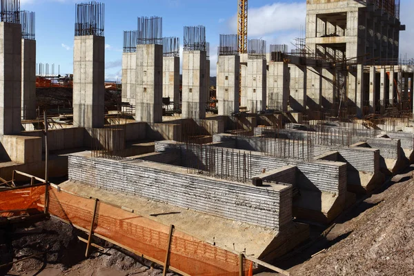 Industrial Building Construction Site Pillars — Stock Photo, Image