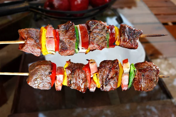 Heerlijke Vleesspies Bbq Food — Stockfoto