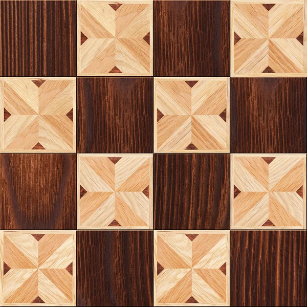 Fond en bois, carrés dans un motif damier — Photo