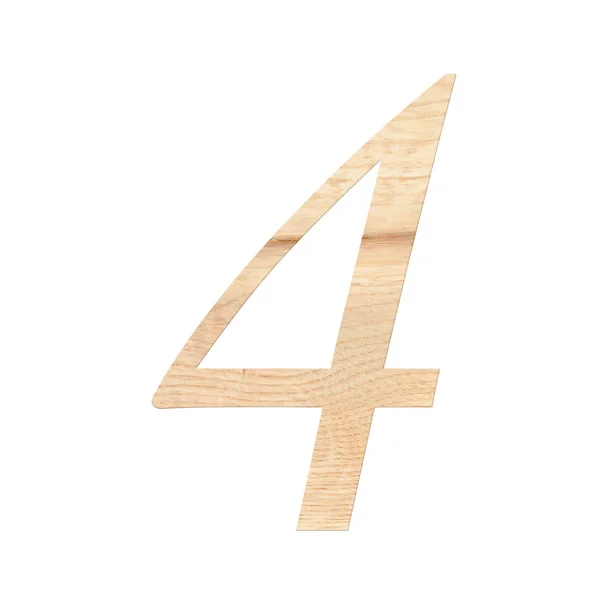 木製の桁 1 つの記号 - 4。白い背景に分離 — ストック写真