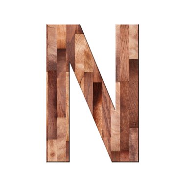 Ahşap parke Alfabe harf sembol - N. Isolated beyaz arka plan üzerinde