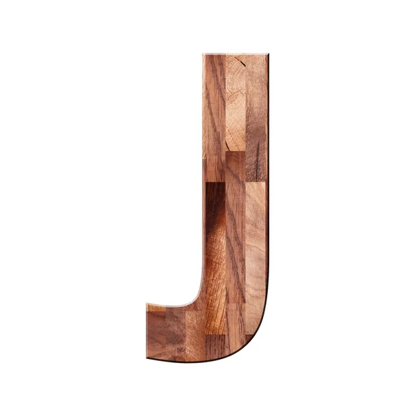 Símbolo da letra do alfabeto de parquet de madeira - J. Isolado sobre fundo branco — Fotografia de Stock