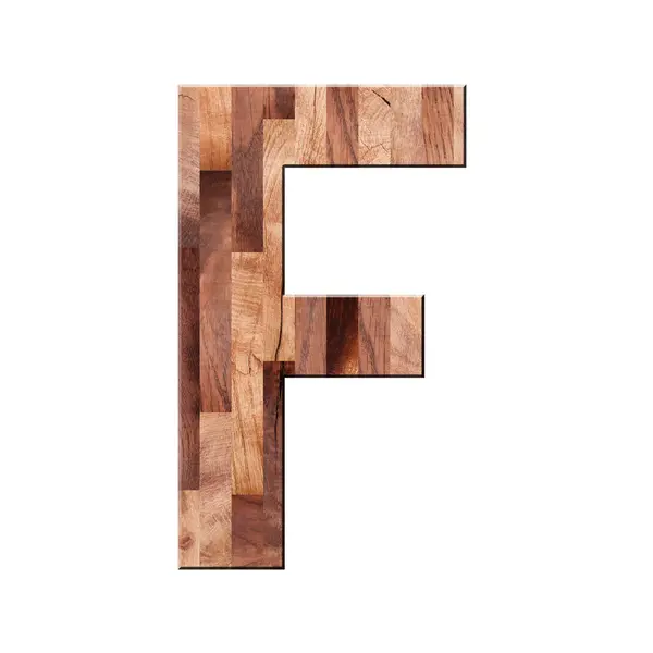 Símbolo de letra de parquet de madera - F. Aislado sobre fondo blanco —  Fotos de Stock