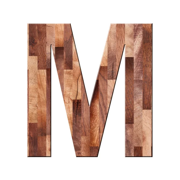Drewniany parkiet alfabet list symbol - M. izolowany na białym tle — Zdjęcie stockowe