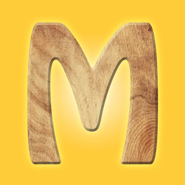 Wooden parquet alphabet letter symbol - M. Isolated on white background — Stock Photo, Image