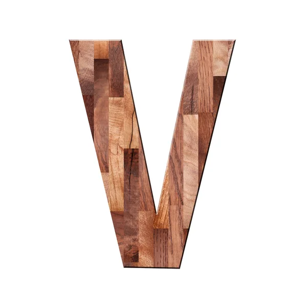 木镶木地板字母表字母符号-五.白色背景上的分离 — 图库照片