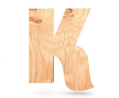3D dekoratif ahşap alfabe, büyük harf K