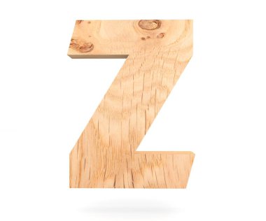 3D dekoratif ahşap alfabe, büyük harf Z