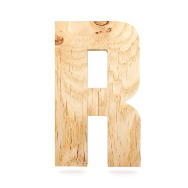 3D dekoratif ahşap alfabe, büyük harf R