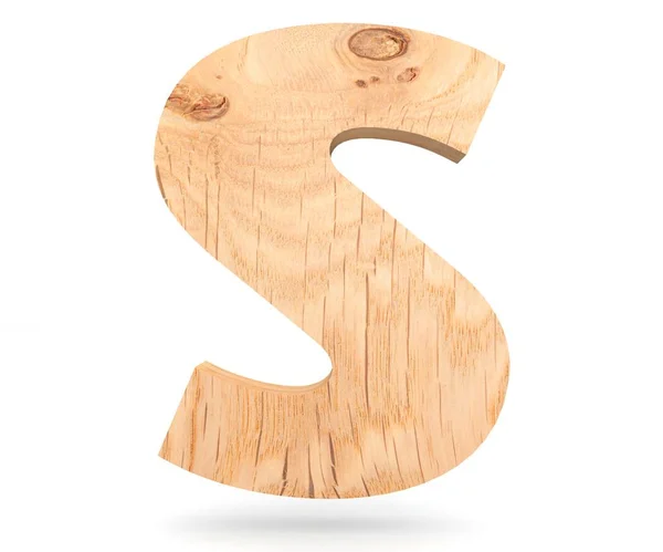 3D декоративный деревянный алфавит, заглавная буква S — стоковое фото