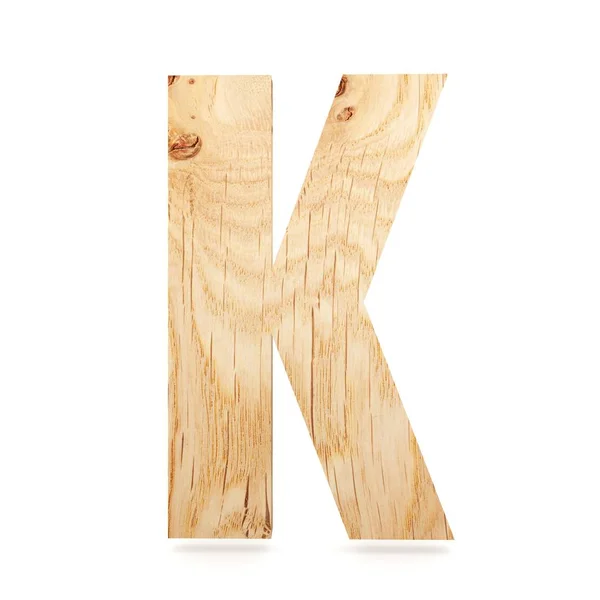 3D-dekorativt alfabet av tre, hovedbokstaven K – stockfoto