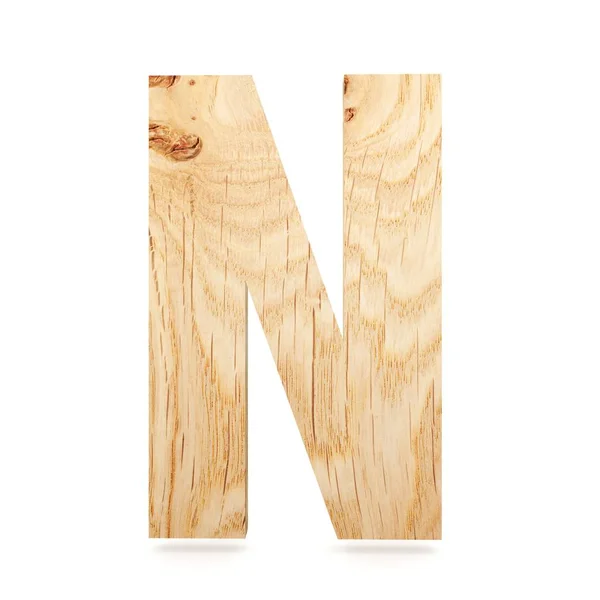 3 d の装飾的な木製アルファベット、大文字 N — ストック写真