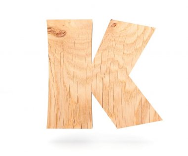 3D dekoratif ahşap alfabe, büyük harf K