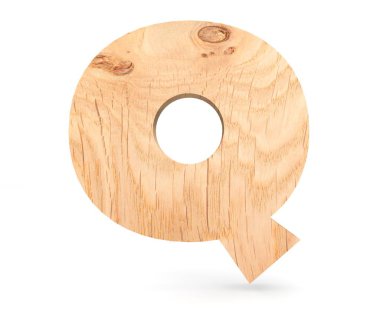 3D dekoratif ahşap alfabe, büyük harf Q