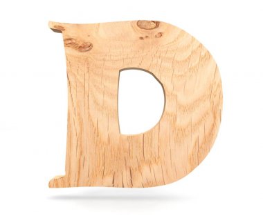 3D dekoratif ahşap alfabe, büyük harf D