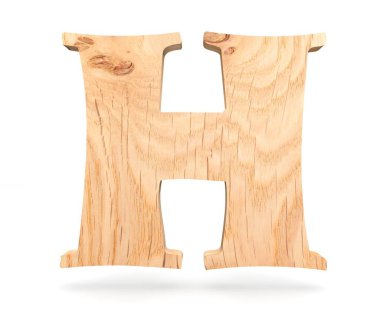 3D dekoratif ahşap alfabe, büyük harf H