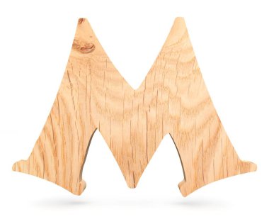 3D dekoratif ahşap alfabe, büyük harf M