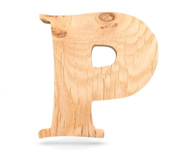 3D dekoratif ahşap alfabe, büyük harf P