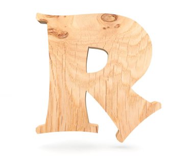 3D dekoratif ahşap alfabe, büyük harf R