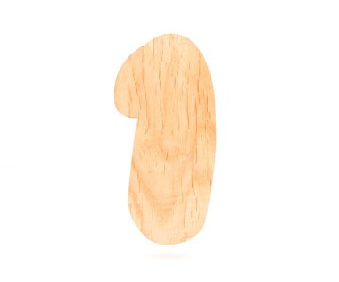 Dekoratif ahşap alfabe sayısı bir simgesi - 1. 3D render illüstrasyon. Beyaz arka plan üzerinde izole