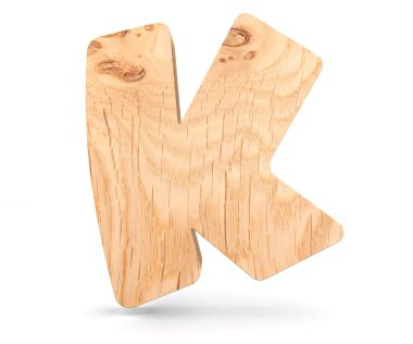 3D dekoratif ahşap alfabe, büyük harf K
