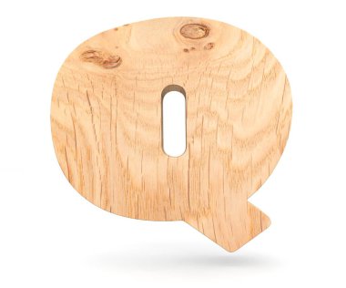 3D dekoratif ahşap alfabe, büyük harf Q