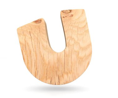 3D dekoratif ahşap alfabe, büyük harf U
