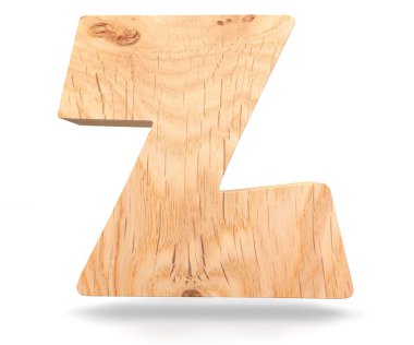 3D dekoratif ahşap alfabe, büyük harf Z