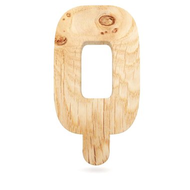 3D dekoratif ahşap alfabe, büyük harf Q