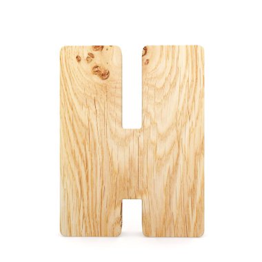 3D dekoratif ahşap alfabe, büyük harf H