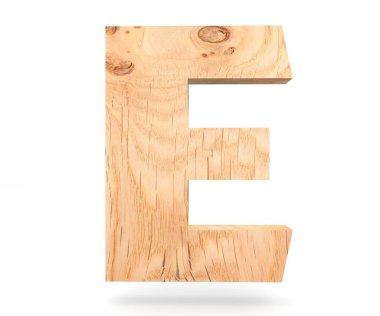 3D dekoratif ahşap alfabe, büyük harf E