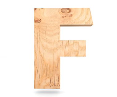 3D dekoratif ahşap alfabe, büyük harf F
