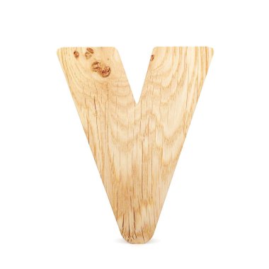 3D dekoratif ahşap alfabe, büyük harf V