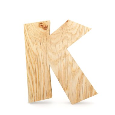 3D dekoratif ahşap alfabe, büyük harf K