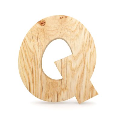 3D dekoratif ahşap alfabe, büyük harf Q
