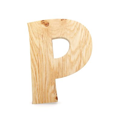 3D dekoratif ahşap alfabe, büyük harf P